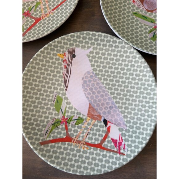 Set of 8 West Elm Melamine Bird Dessert Lunch Salad Plates 9" - Picture 5 of 8